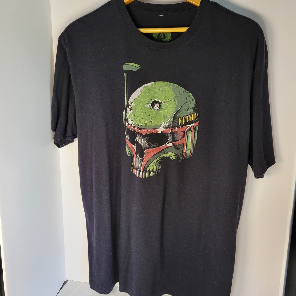 Wash With Souls Boba Fett Skull Graphic T-Shirt Mens XL Black Made in USA